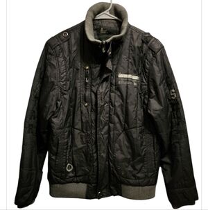 G-Star Raw Puffer Jacket Mens Large Black Gray Grunge Punk  2000s Y2K 90s Retro